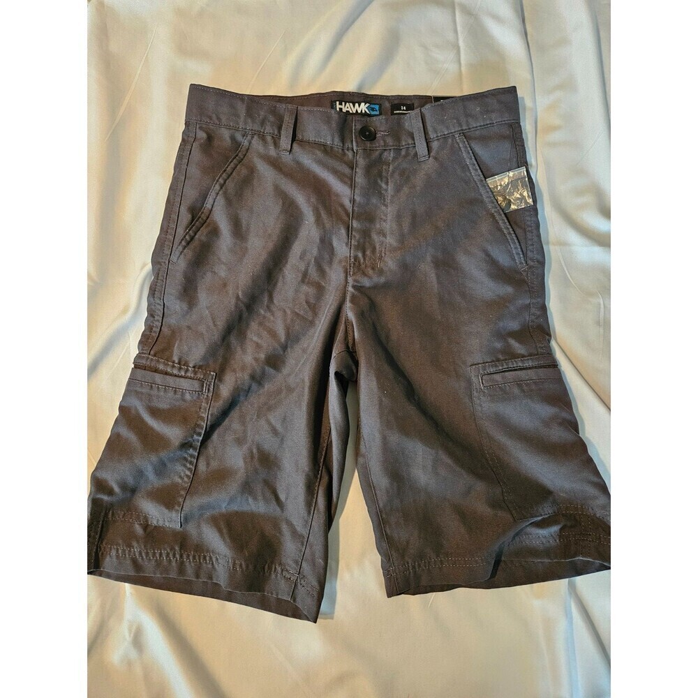 Tony Hawk Cargo Shorts Boys Size 14 Dark Gray adjustable waist ‎ NWT